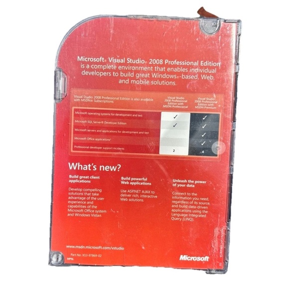 Microsoft Visual Studio Professional 2008 SQL Server Dev 2005 RETAIL Box - Picture 2 of 5